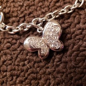Butterfly bracelet, 8" w/ Crystals, toggle clasp